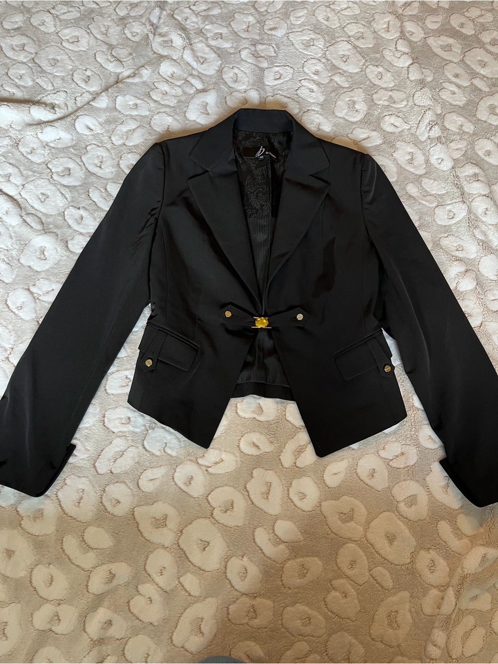 Black Women's Tailored Blazer with Gold Accent